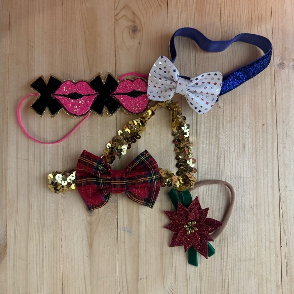 Small Shop Holiday Headbands. One Size. Colorful Kids Hair Accessories Set 4